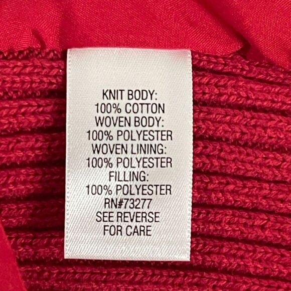 Vintage Y2K Croft & Barrow Red Sweater Cardigan Front Zip Knit Jacket Top PM - Picture 6 of 8